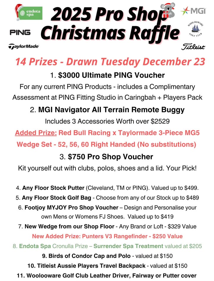 Featured image for “2025 Pro Shop Christmas Raffle: Last Chance to Win Big Prizes”